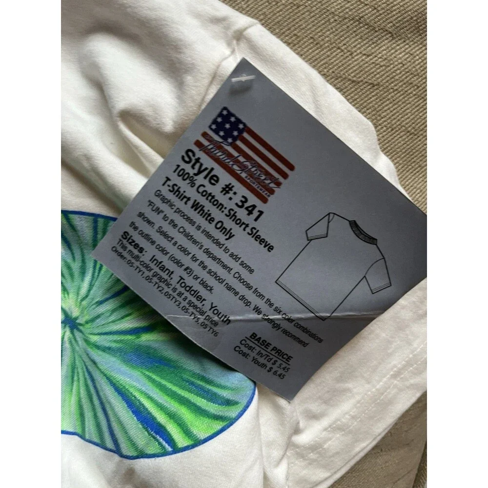 Third Street Sportswear Men's L White Graphic Print Tie Dye Crew Neck Tee Cotton